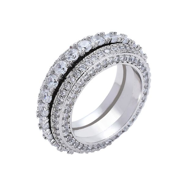 Men's Jewelry Five Row Zircon Rotatable Ring Full Of Zircon Hip Hop Trendy Personality Rotating Ring_ipsvogv.com