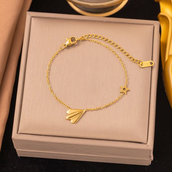 Paper Airplane Geometric Pentagonal Necklace Collarbone Titanium Steel Gold Women's Short Chain Jewelry_ipsvogv.com