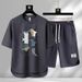 Men's Clothing Summer fashion brand new casual short sleeved sports five point pants two piece suit men's large size loose T shirt top_ipsvogv.com