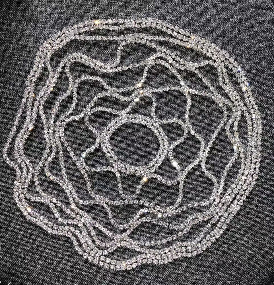 Bridal wedding rhinestone accessories tassel mesh headdress headband performance catwalk accessories_ipsvogv.com