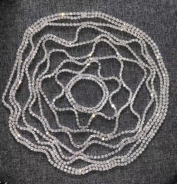 Bridal wedding rhinestone accessories tassel mesh headdress headband performance catwalk accessories_ipsvogv.com