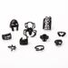 Gothic Style Ring Electrophoresis Black Adjustable Flower Skull Heart Spider Mask 10 Piece Set Of Rings_ipsvogv.com