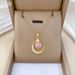 】 Pink 【 Star Moon Light Luxury Charm Gorgeous Full Diamond Necklace Women's Versatile Clavicle Chain Titanium Steel 【 】_ipsvogv.com