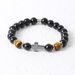 Non-Fading Men's Stone 8mm Natural Tiger Eye Black Gallstone Cross Bracelet Beads_ipsvogv.com