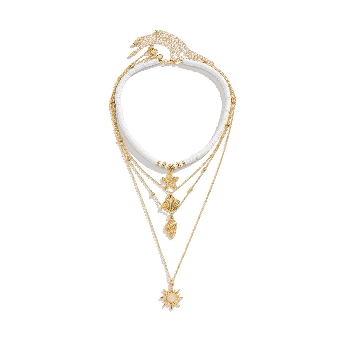 Starfish Shell Soft Pottery Bead Chain Necklace Set Summer Fashion Seaside Vacation With Jewelry Trend_ipsvogv.com