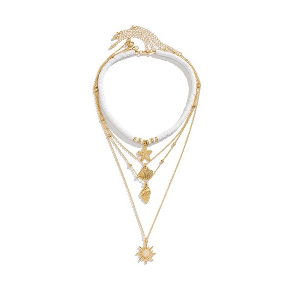 Starfish Shell Soft Pottery Bead Chain Necklace Set Summer Fashion Seaside Vacation With Jewelry Trend_ipsvogv.com
