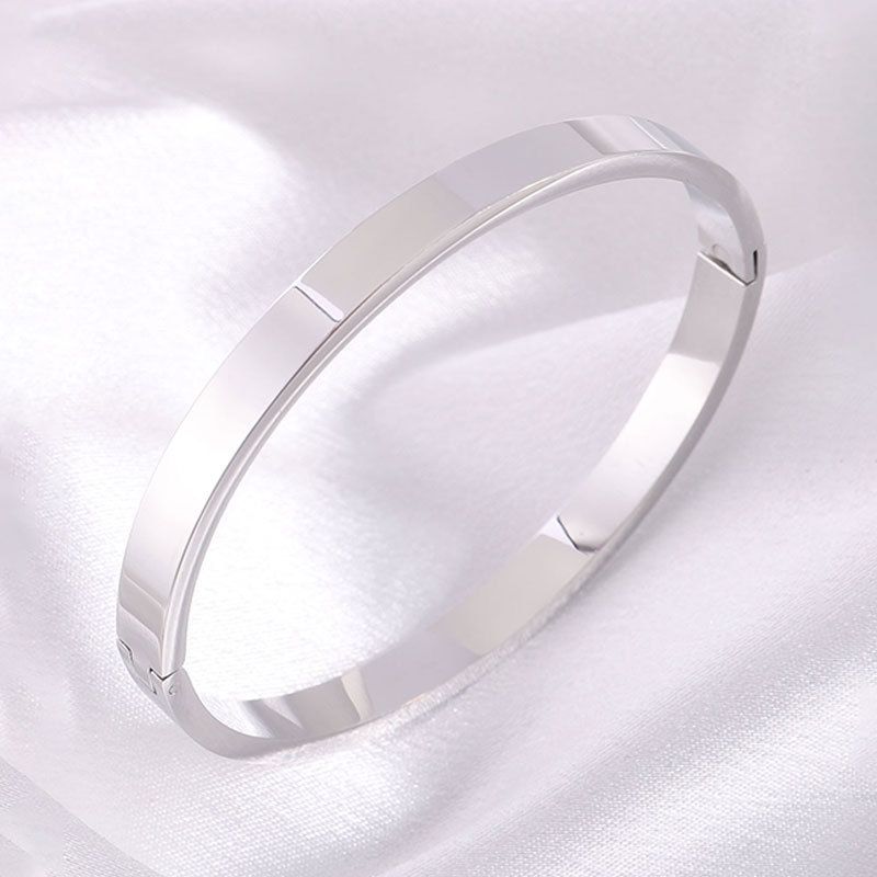 Unisex Jewelry Fashion Titanium steel bracelet simple smooth bracelet gold plated cold style does not fade niche couple bracelet_ipsvogv.com