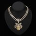 Alloy three dimensional full diamond tiger pendant Cuban necklace men's hip hop cool niche tiger jewelry_ipsvogv.com