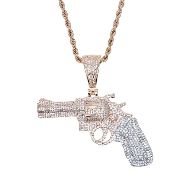 Hip Hop New Mini Pistol Pendant Gun Pendant Trendy Brand Diamond Men's Necklace_ipsvogv.com