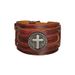 Trendy Punk Cross Wide Men's Genuine Leather Bracelet Hot Sale Item_ipsvogv.com