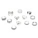 New Combination Fashionable And Personalized Flower Dot Diamond Hollow Opening 12 Piece Ring Set_ipsvogv.com