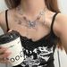 Heavy Industry Butterfly Tassel Necklace Purple Crystal Beaded Necklace Retro Hot Girl Personality All Match Clavicle Chain Jewelry_ipsvogv.com