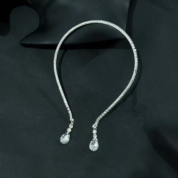 Diamond headband female simple high end headband fashionable and versatile water drop pendant headdress_ipsvogv.com