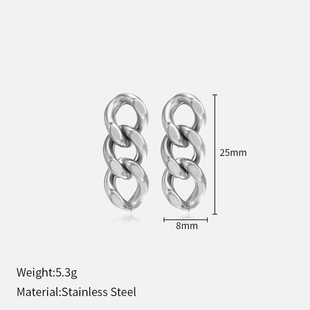 Women’s Jewelry Set Fashion Cuban Chain Earrings Simple Chain Stainless Steel Gold Plated Earrings Fashion Creative Popular Design Earrings_ipsvogv.com