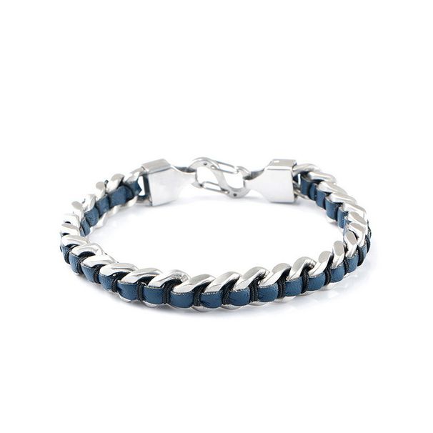 New Ultra-fine Fiber Leather Woven Stainless Steel Men's Bracelet Fashionable Personality Cuban Chain_ipsvogv.com
