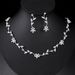 2024 Winter Korean Style Fashion Luxury Diamond-Studded Leaf Flower Shaped Necklace, Earrings, And Bracelet Set_ipsvogv.com