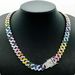 12mm Cuban Chain Diamond-Shaped Oil-Drip Colorful Alloy Rhinestone Hip-Hop Necklace_ipsvogv.com