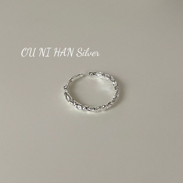 Euni Han S Pure Silver Korean Textured Ring Unique Design And High-end Feel, Designed For Women With A Minimalist Style_ipsvogv.com
