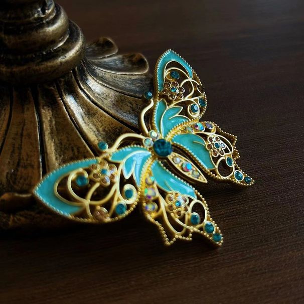 Jewelry vintage butterfly enamel brooch Rhinestone plated with genuine gold standard hollowed out animal_ipsvogv.com