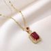 Necklace Female Korean Net jacinth Light Luxury Red Pendant Earrings Small perfume Bottle Set Collar Chain Jewelry_ipsvogv.com