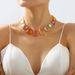 N11161 Fashion Color Block Jelly Neckchain Women's ZA Bohemian Geometric Necklace Earring Set_ipsvogv.com