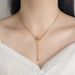 Titanium Steel Colorless Double Ring Necklace with Micro Set Zircon Light Luxury and Exquisite Collar Chain Women's_ipsvogv.com