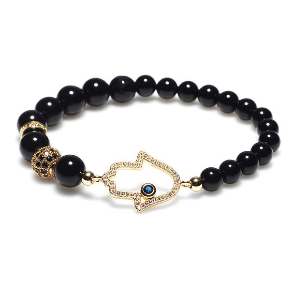 New Hollowed Out Design With Diamond Studded Black Agate And Twin Bead Bracelet For Yiwu Small Commodities_ipsvogv.com