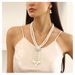 Fashion Personality Pearl Water Drop Pendant Necklace Tassel Double Layer Necklace Jewelry_ipsvogv.com