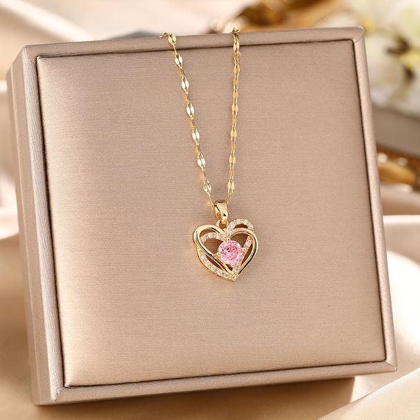 Korean Version Titanium Steel With Zircon Heart Pendant For Women, High-end And Niche, Light Luxury Collarbone Necklace_ipsvogv.com