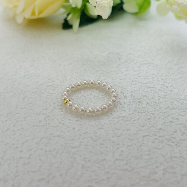 Rice Pearl Ring, Shell Bead, Niche Fashion OL, Light Luxury Transit, Gold Bead Handmade Gift, Finger Ring_ipsvogv.com