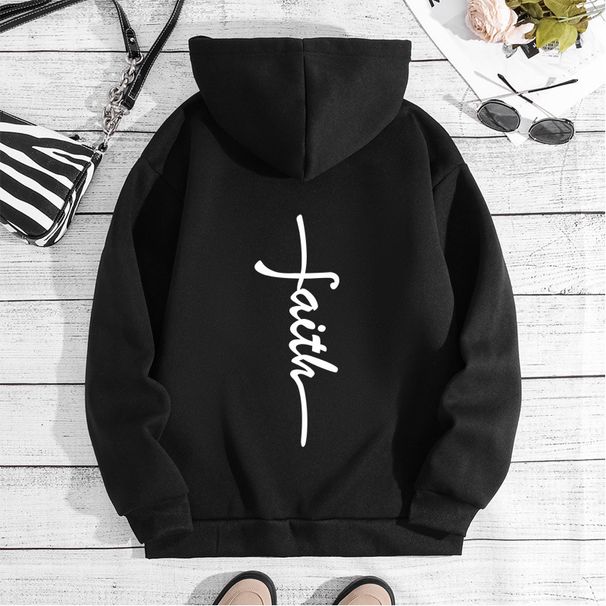 Men's Clothing sweatshirt faith fashion printed hooded back collar plus velvet sweatshirt_ipsvogv.com
