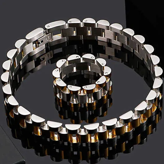 Golden Stainless Steel Men's Bracelet For Men 10MM Wide Watch Chain Ladies Female Bracelets Wholesale Boys Jewellery_ipsvogv.com