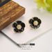 French Retro Versatile Temperament Flower Earrings Enamel Earrings French Retro Camellia Black Earrings_ipsvogv.com