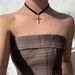Cross Necklace Round Zircon Pendant Ribbon Cloth Collarbone Chain Black Color Retention Jewelry_ipsvogv.com