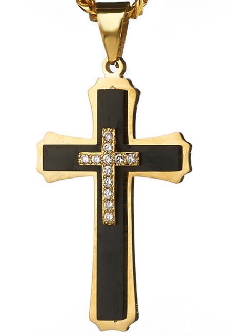 Pendant Necklace Stainless Steel Men's Multi Layer Cross With Dia Zircon Pendant Popular Jewelry_ipsvogv.com