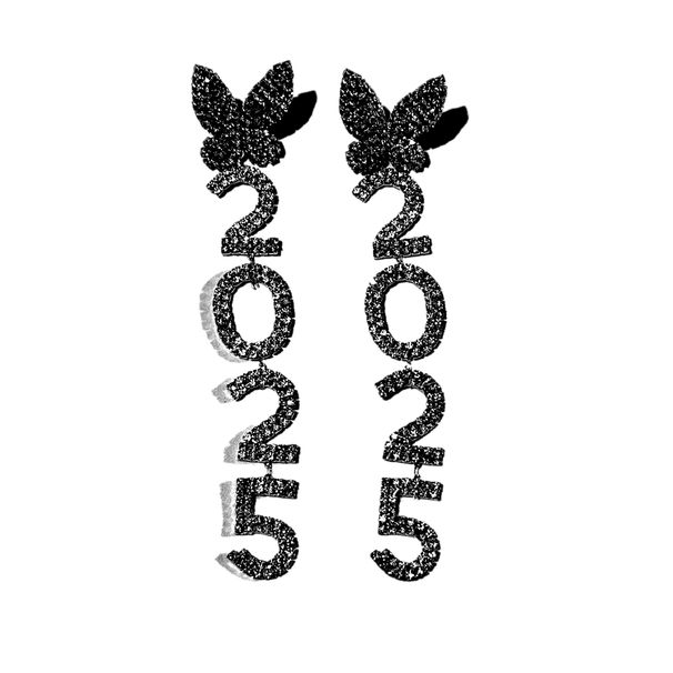 Rhinestone butterfly 2025 long dangling earrings Christmas women's full diamond pendant earrings_ipsvogv.com