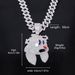 Unisex Jewelry Fashion Personality Magic Hat Rabbit Head Pendant Necklace Men's High End Full Diamond Cuban Chain_ipsvogv.com