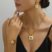 Minimalist Hip Hop Women's Bralet Earring Set with Personalized Inlaid Turquoise Lock Shape, Small Design, Long_ipsvogv.com