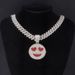 Halloween Full Diamond Smiley Face Pendant Cuban Necklace Hip Hop Personality Trendy Accessories_ipsvogv.com