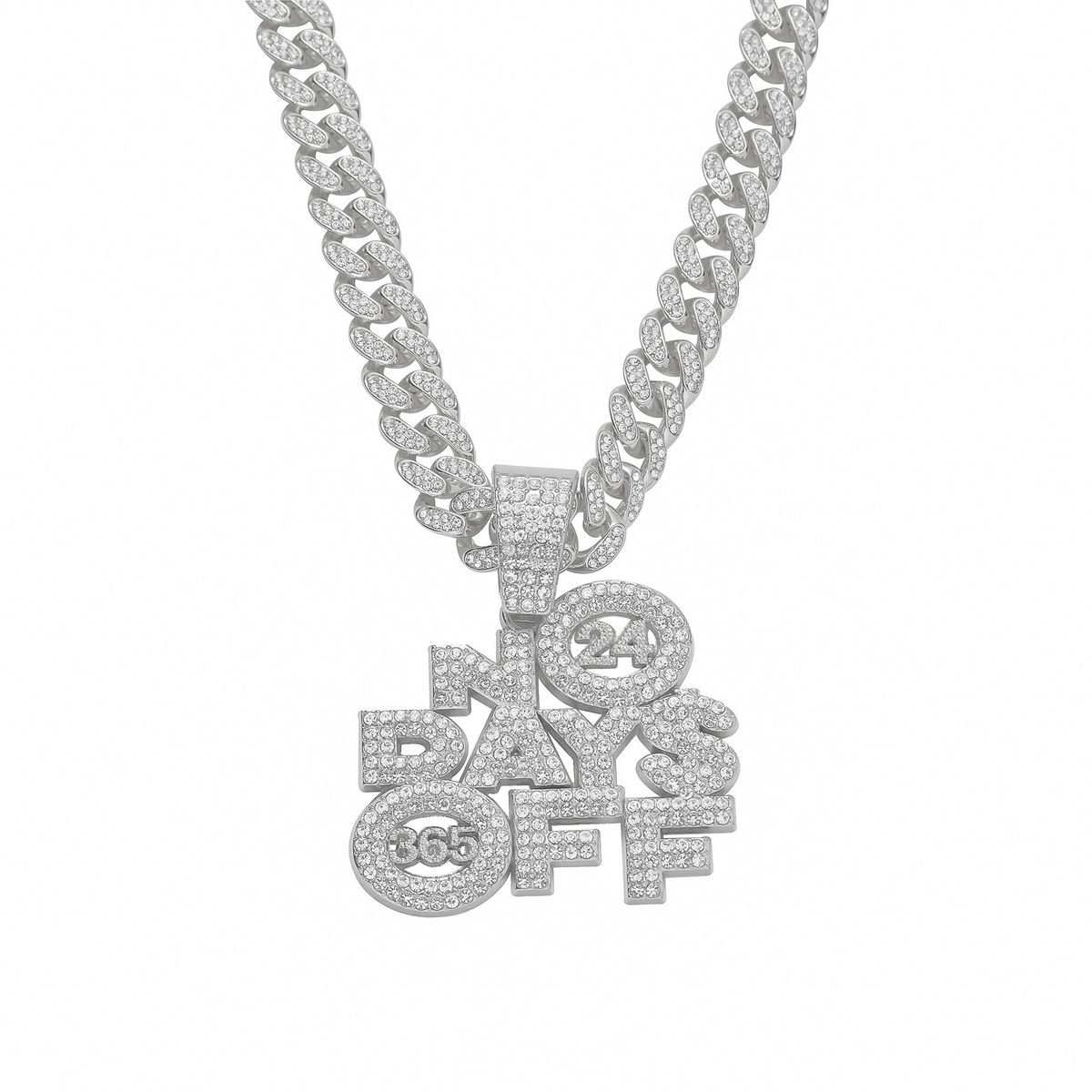 Wind exaggeration full diamond letter pendant necklace jewelry trend men's Cuban bone chain accessories_ipsvogv.com