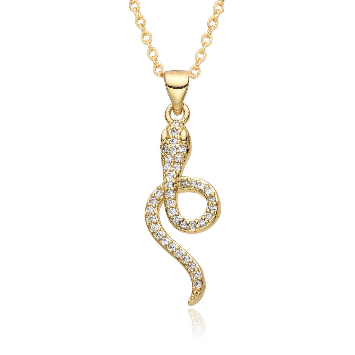 2025 Year Of The Snake Jewelry 14 Curved Snake Micro Inlaid Pendant Necklace Women Chocker Necklace Copper Gold Plated Jewelry_ipsvogv.com