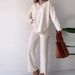 Women's Clothing autumn new solid color fashion lapel loose casual sweater two piece set for women_ipsvogv.com