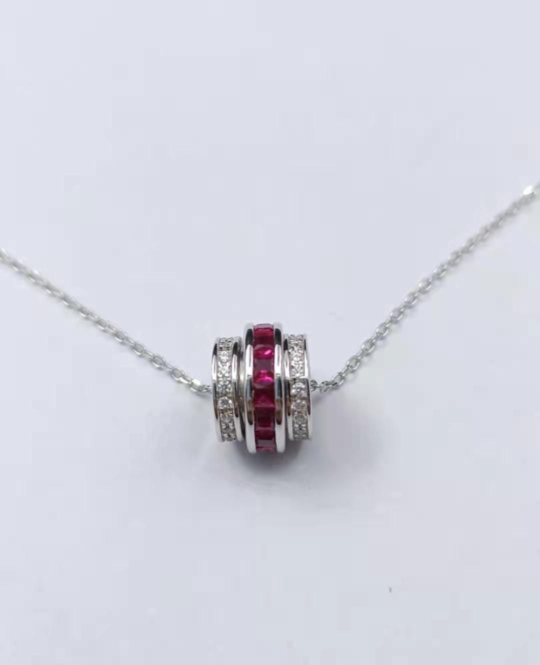 Willson Jewelry S925 Silver Cultivated Emerald Necklace Linkway Pendant_ipsvogv.com