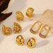 Women’s Jewelry Set Fashion Temperament Niche Personality Earrings Stainless Steel Plated Gold Retro Twisted Snail Shell Micro Inlaid Earrings_ipsvogv.com