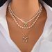 Cute Bow, Heart Pendant Necklace, Necklaces, Sweet And Cool Instagram Style Pearl Necklace For Women_ipsvogv.com