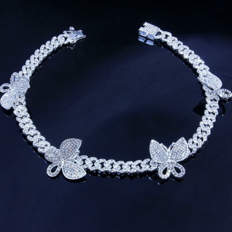 Explosions 12mm Hip-hop Diamond-encrusted Cuban Butterfly Necklace Women's Clavicle Chain for Men and Women_ipsvogv.com