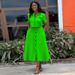 Women's new temperament round neck short-sleeved top high waist button-down skirt suit_ipsvogv.com