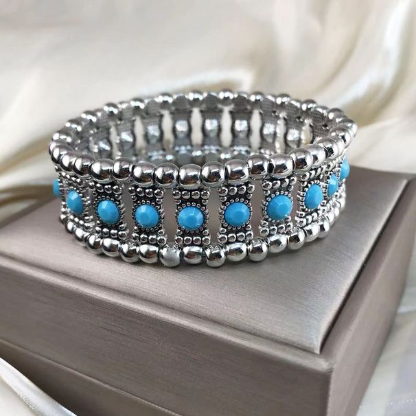 Fashionable Women's With Personalized Inlay Of Rhinestones And Elastic Wide Bracelet_ipsvogv.com