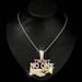 Hip Hop Letters TRUST NO ONE Alloy Pendant, Men's Personalized Handshake Necklace, Unique Cuban Chain Necklace_ipsvogv.com