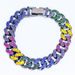 Unisex New Full Diamond Cuban Chain Grape Purple Diamond Splicing Necklace Hip Hop Trendy Cool Accessories_ipsvogv.com